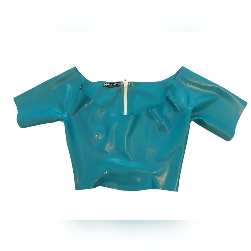 Zorenko London Latex Bardot Crop Top